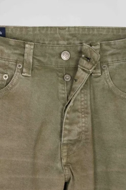 Pantalon 5 poches en coton stretch beige coupe Regular