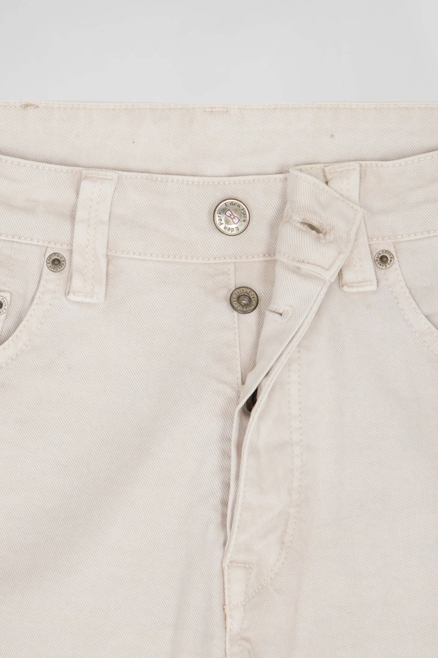 Pantalon 5 poches en coton stretch écru coupe Regular