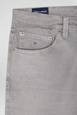 Pantalon 5 poches en coton stretch gris coupe Regular
