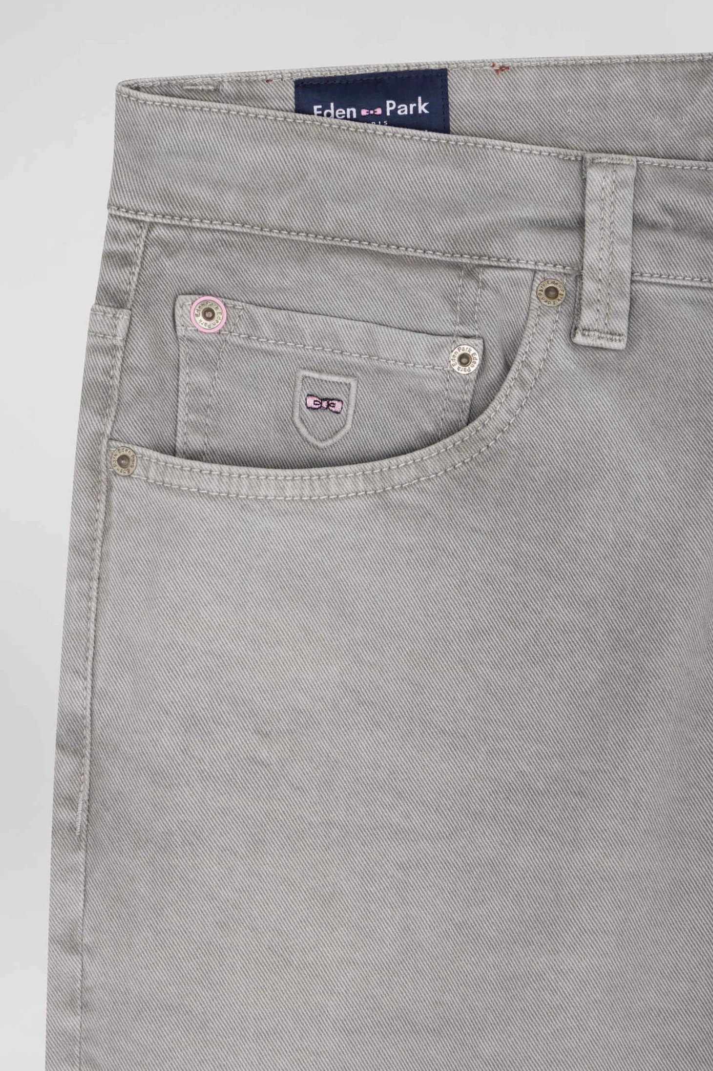 Pantalon 5 poches en coton stretch gris coupe Regular
