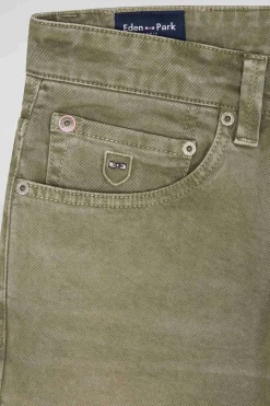 Pantalon 5 poches en coton stretch beige coupe Regular