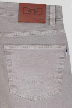 Pantalon 5 poches en coton stretch gris coupe Regular