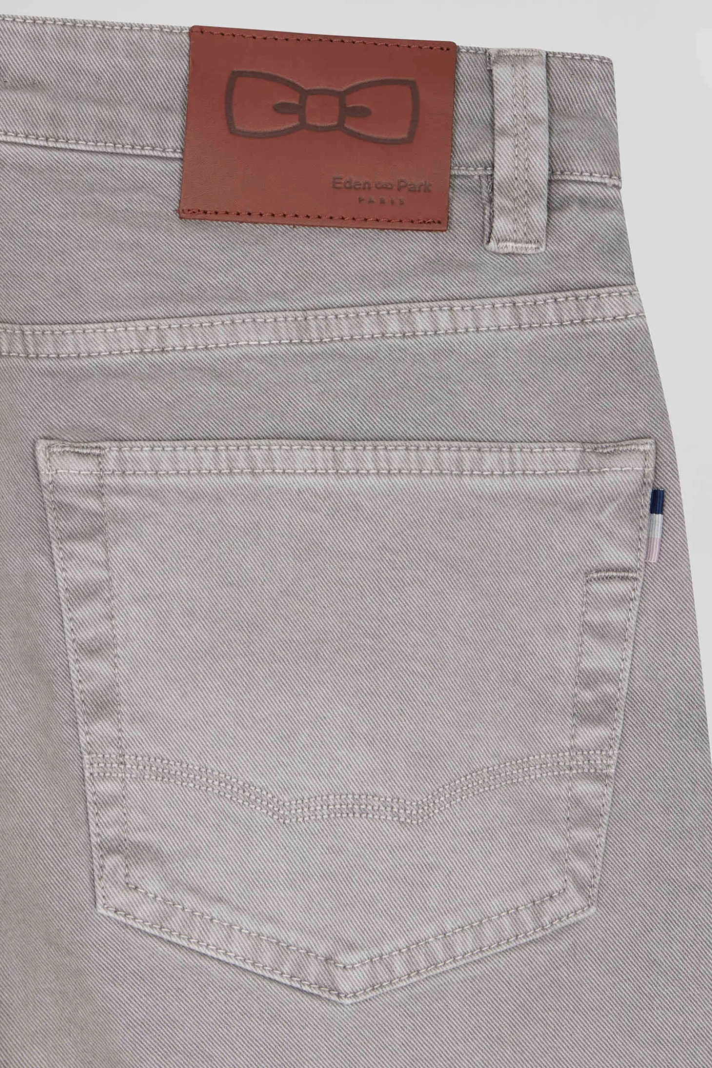 Pantalon 5 poches en coton stretch gris coupe Regular