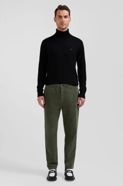 Pantalon à taille élastiquée en coton stretch kaki coupe Modern