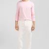 Pantalon à taille élastiquée en coton stretch écru coupe Modern