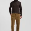 Pantalon à taille élastiquée en coton stretch camel coupe Modern