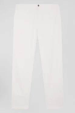 Pantalon à taille élastiquée en coton stretch écru coupe Modern