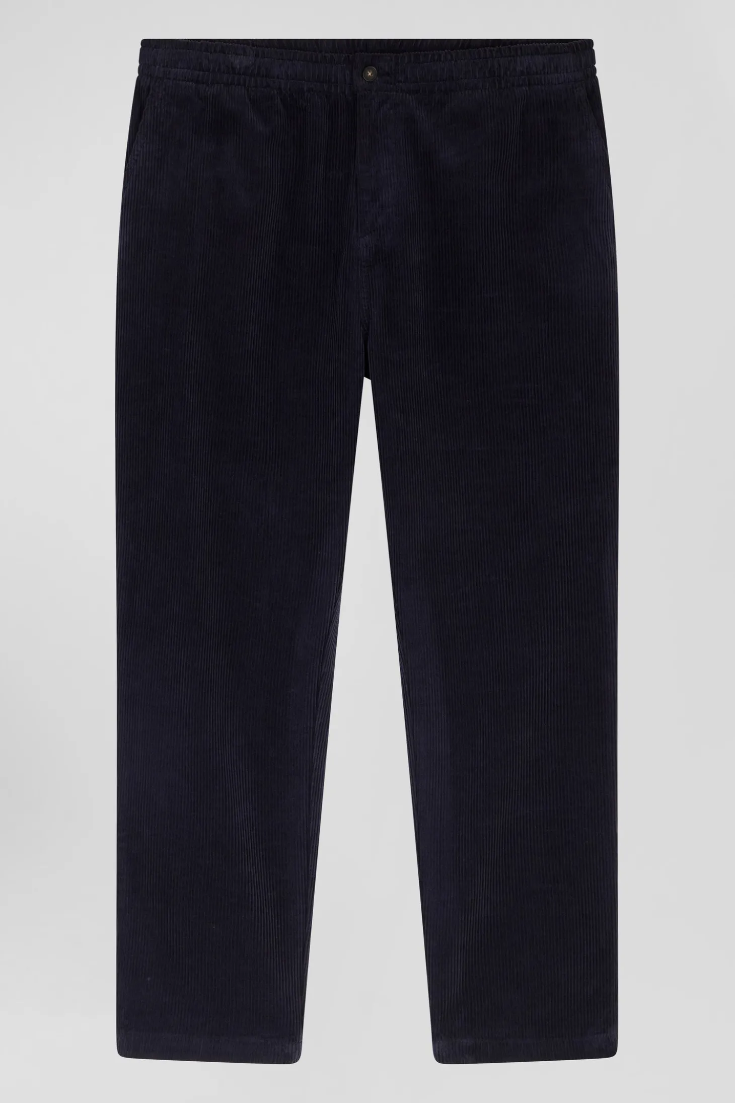 Pantalon à taille élastiquée en coton stretch bleu marine coupe Modern