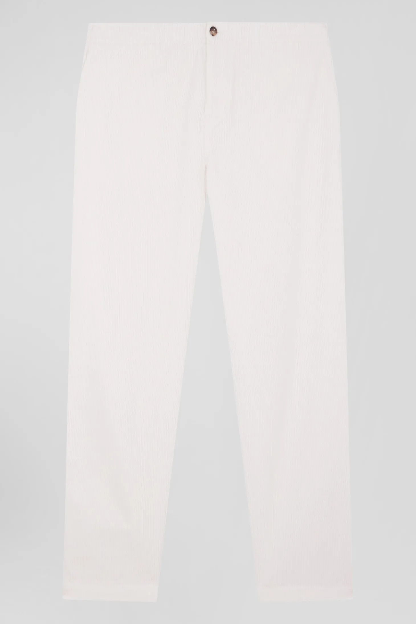Pantalon à taille élastiquée en coton stretch écru coupe Modern
