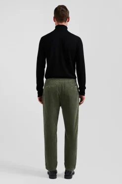 Pantalon à taille élastiquée en coton stretch kaki coupe Modern