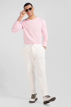 Pantalon à taille élastiquée en coton stretch écru coupe Modern