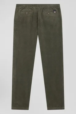 Pantalon à taille élastiquée en coton stretch kaki coupe Modern