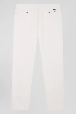Pantalon à taille élastiquée en coton stretch écru coupe Modern