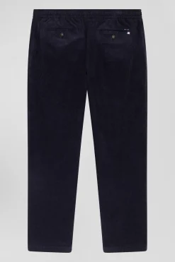 Pantalon à taille élastiquée en coton stretch bleu marine coupe Modern