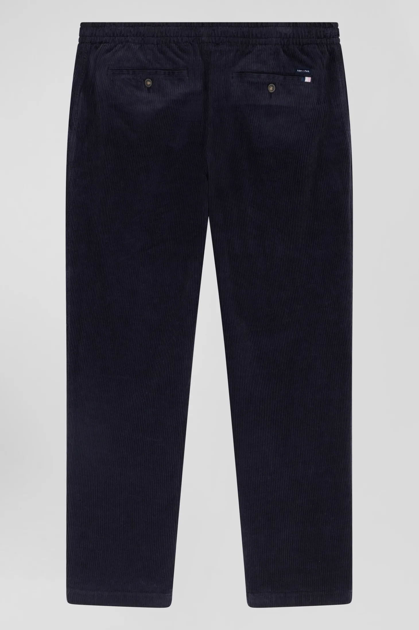Pantalon à taille élastiquée en coton stretch bleu marine coupe Modern