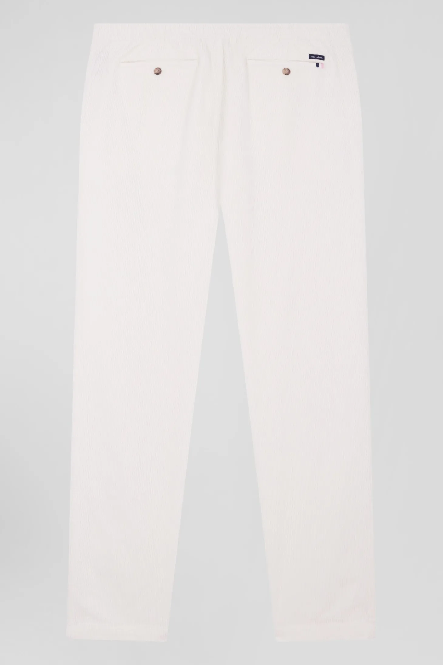Pantalon à taille élastiquée en coton stretch écru coupe Modern