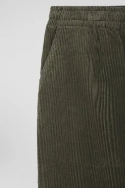 Pantalon à taille élastiquée en coton stretch kaki coupe Modern