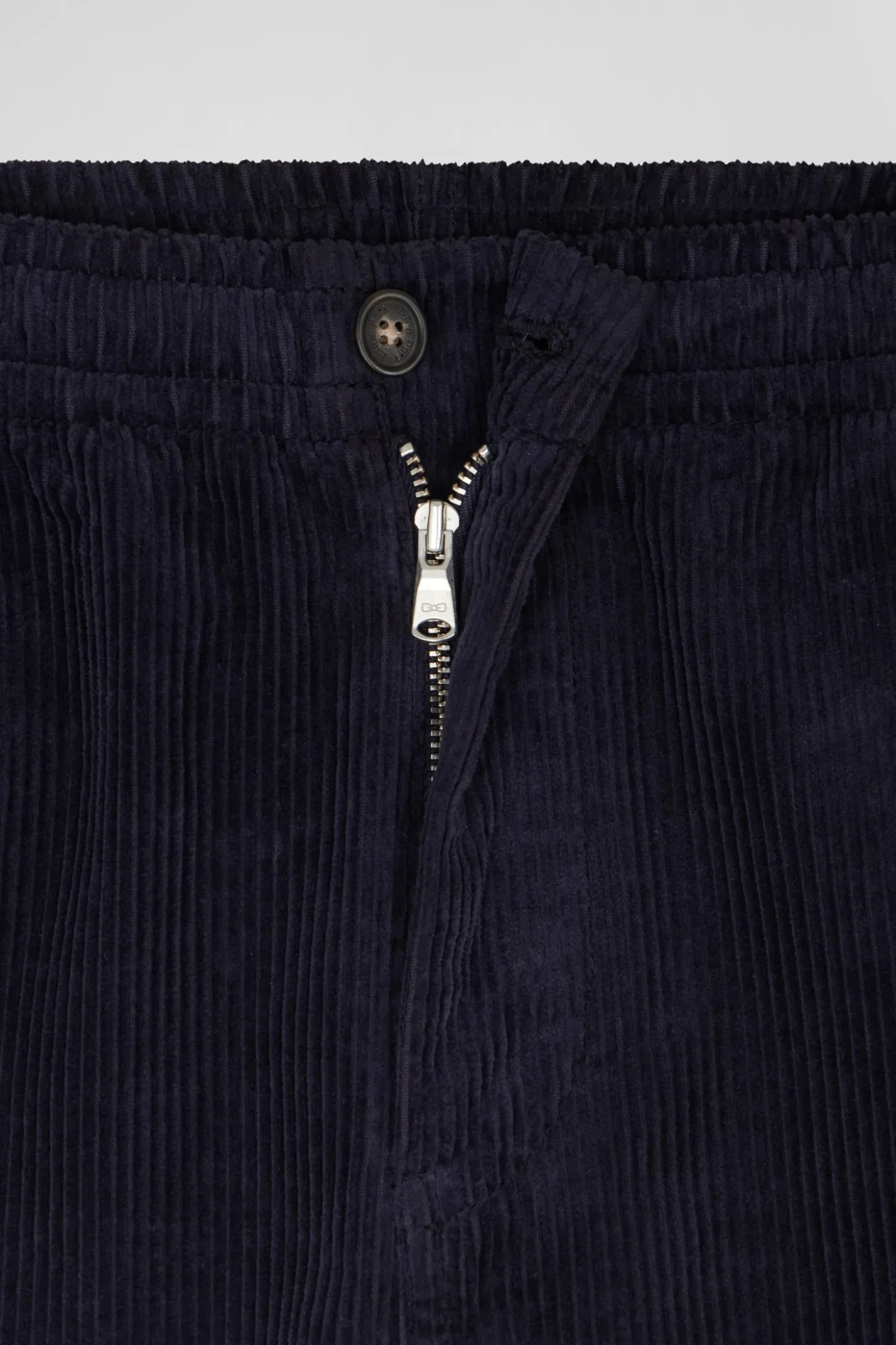 Pantalon à taille élastiquée en coton stretch bleu marine coupe Modern
