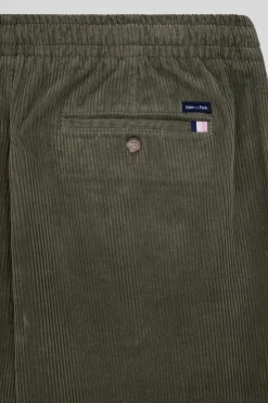 Pantalon à taille élastiquée en coton stretch kaki coupe Modern