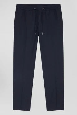 Pantalon bleu marine à taille élastiquée coupe Modern