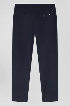 Pantalon bleu marine à taille élastiquée coupe Modern