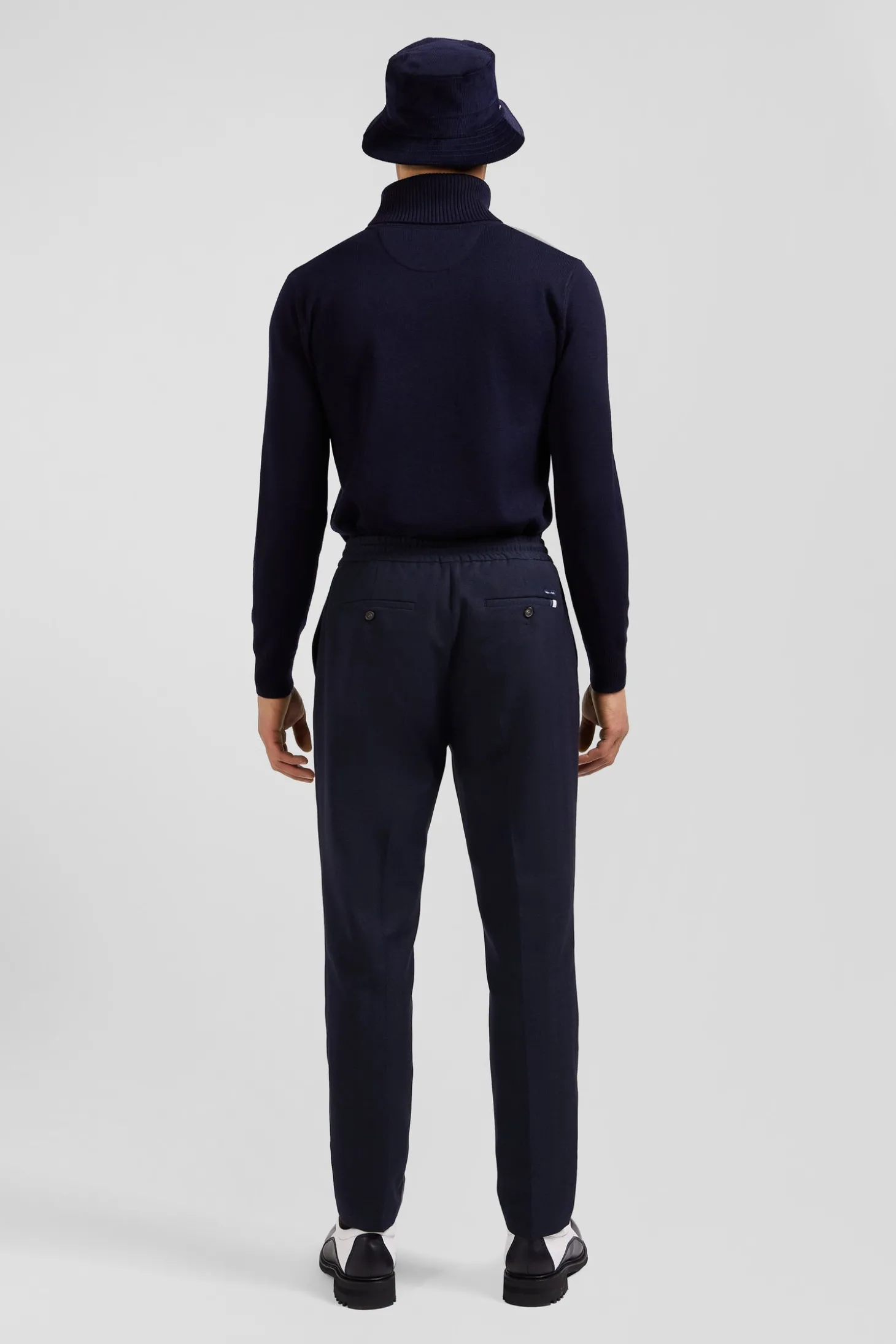 Pantalon bleu marine à taille élastiquée coupe Modern