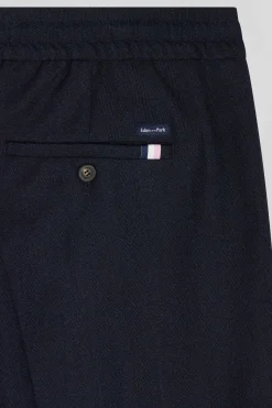 Pantalon bleu marine à taille élastiquée coupe Modern