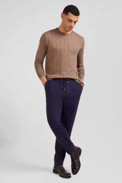 Pantalon bleu marine taille élastiquée coupe Modern