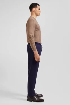Pantalon bleu marine taille élastiquée coupe Modern