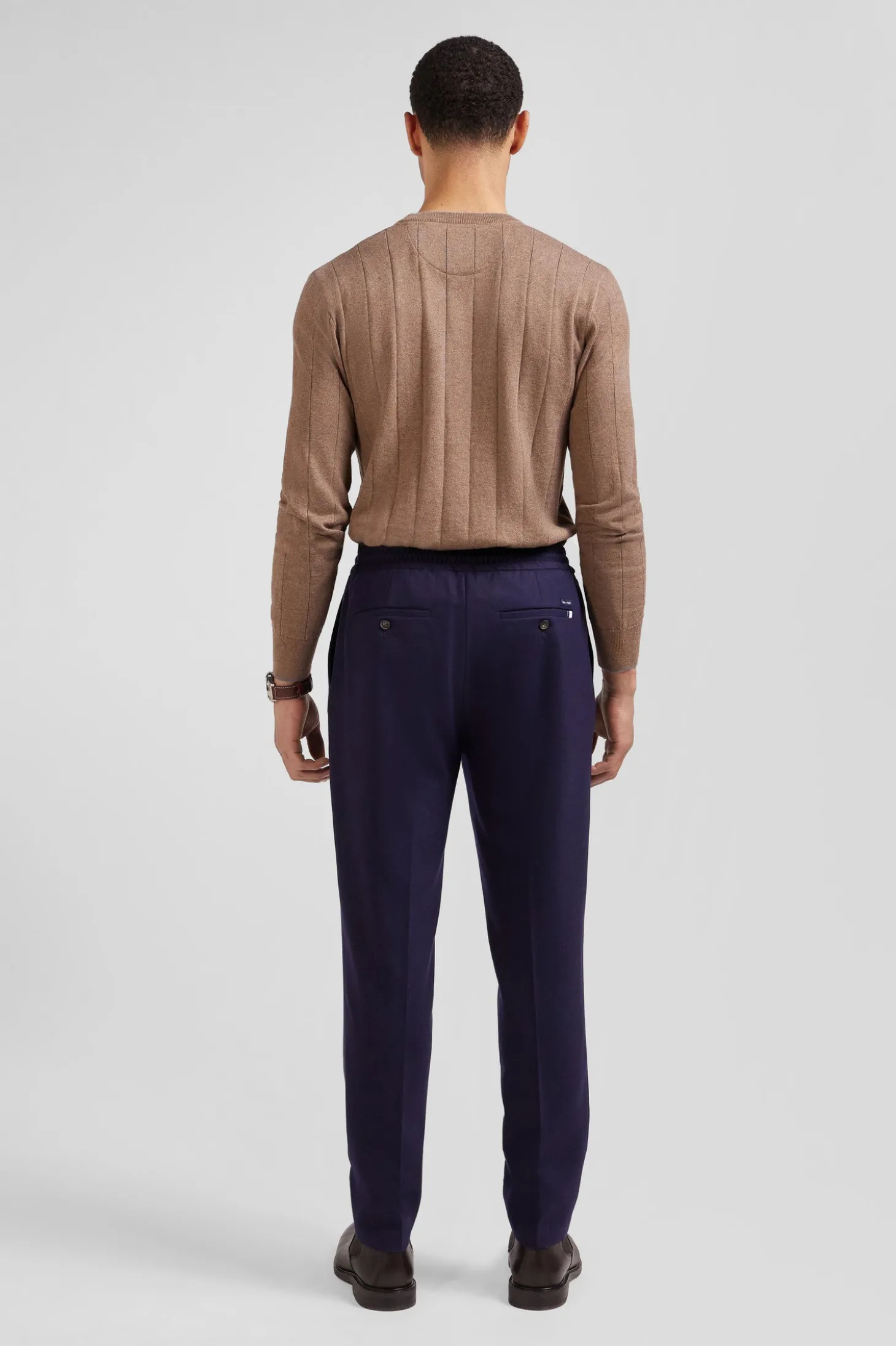 Pantalon bleu marine taille élastiquée coupe Modern