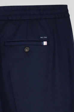 Pantalon bleu marine taille élastiquée coupe Modern