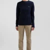 Pantalon chino beige en gabardine de coton stretch coupe Regular