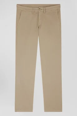 Pantalon chino beige en gabardine de coton stretch coupe Regular