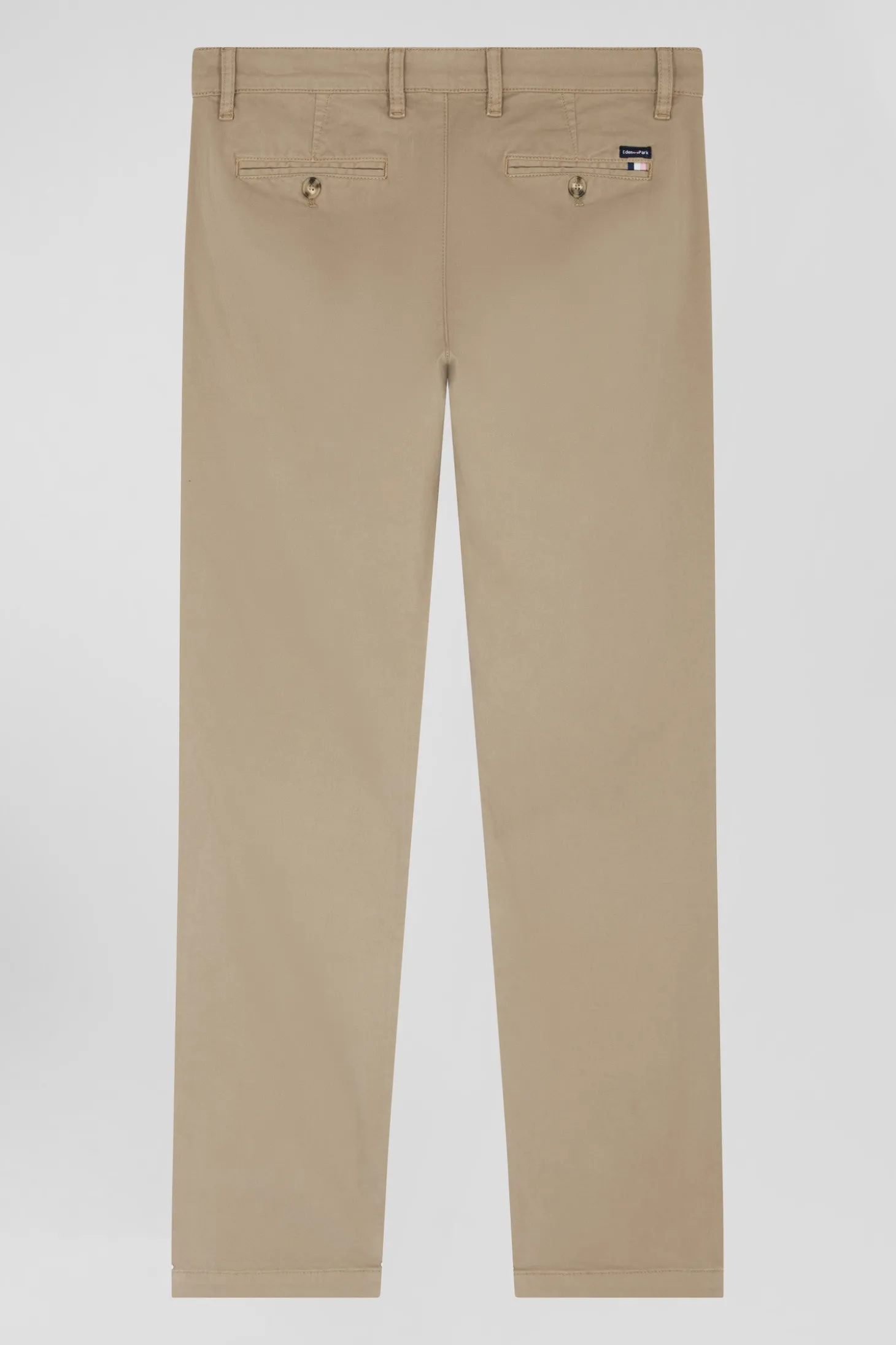 Pantalon chino beige en gabardine de coton stretch coupe Regular