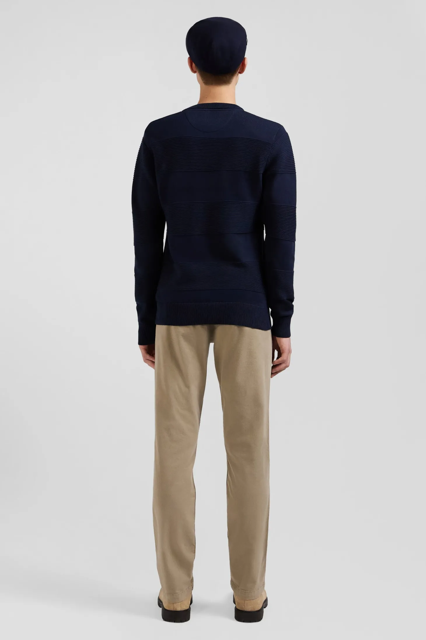 Pantalon chino beige en gabardine de coton stretch coupe Regular
