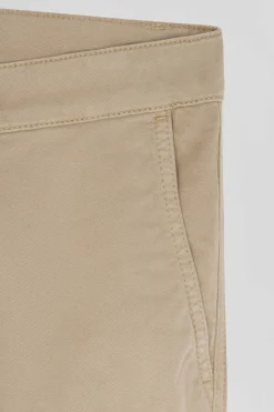 Pantalon chino beige en gabardine de coton stretch coupe Regular