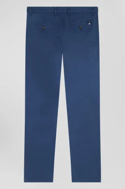 Pantalon chino bleu en gabardine de coton stretch coupe Regular