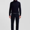 Pantalon chino bleu marine en gabardine de coton stretch coupe Regular