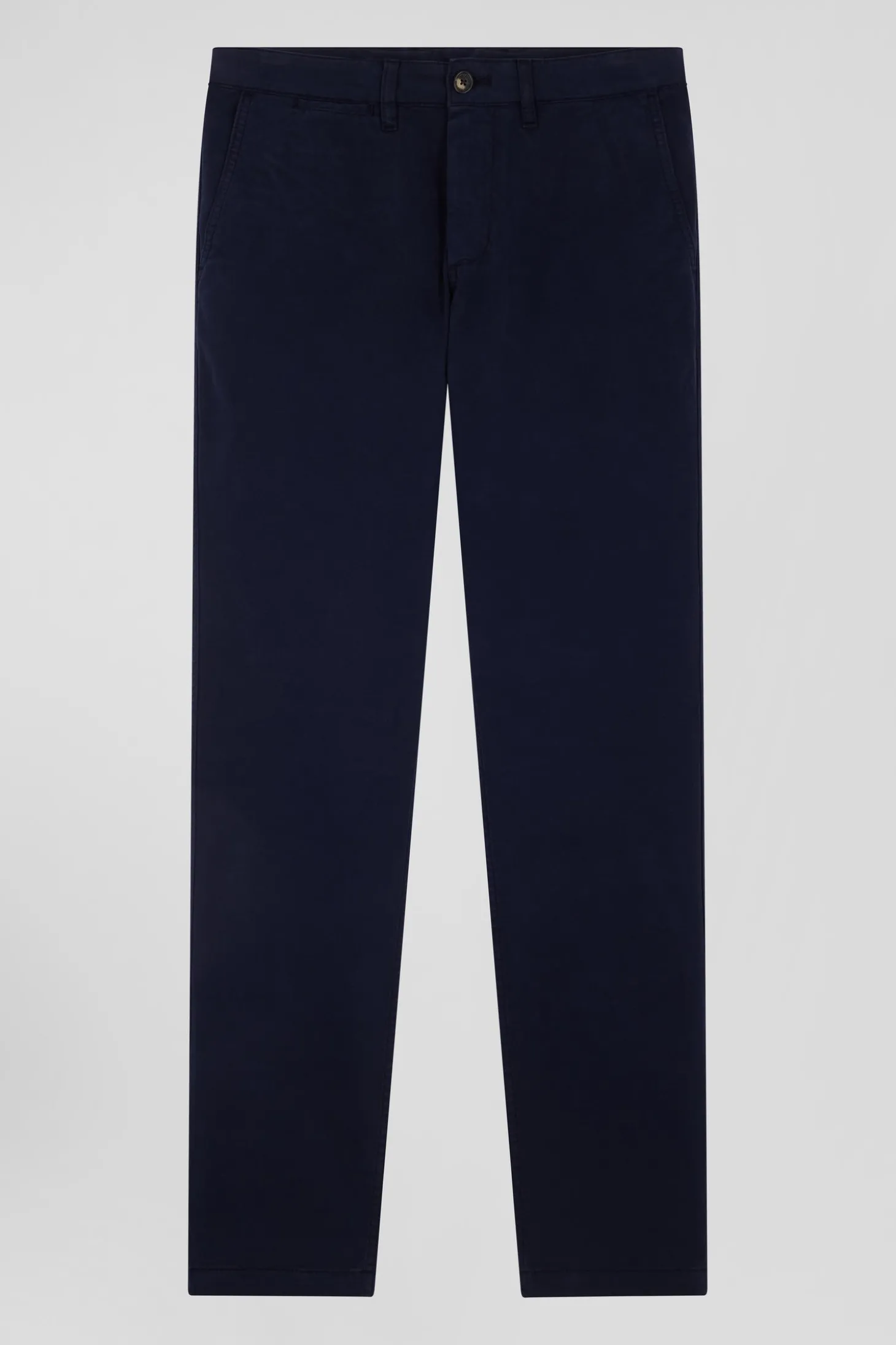Pantalon chino bleu marine en gabardine de coton stretch coupe Regular