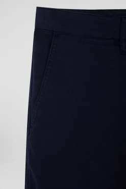 Pantalon chino bleu marine en gabardine de coton stretch coupe Regular