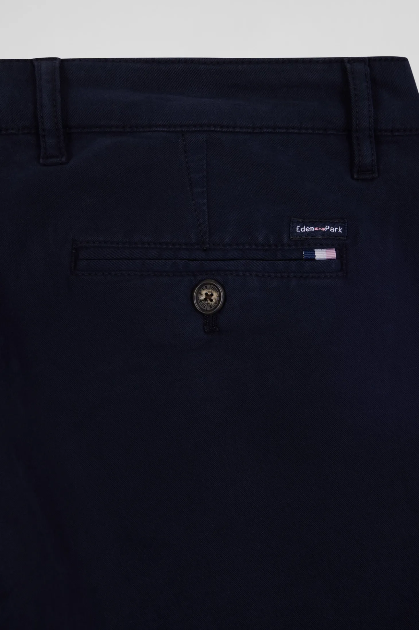 Pantalon chino bleu marine en gabardine de coton stretch coupe Regular