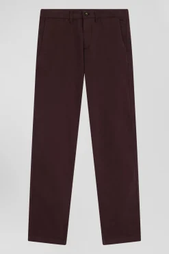Pantalon chino bordeaux en gabardine de coton stretch coupe Regular