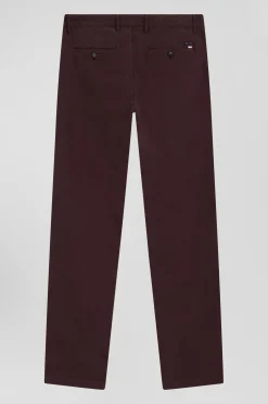 Pantalon chino bordeaux en gabardine de coton stretch coupe Regular