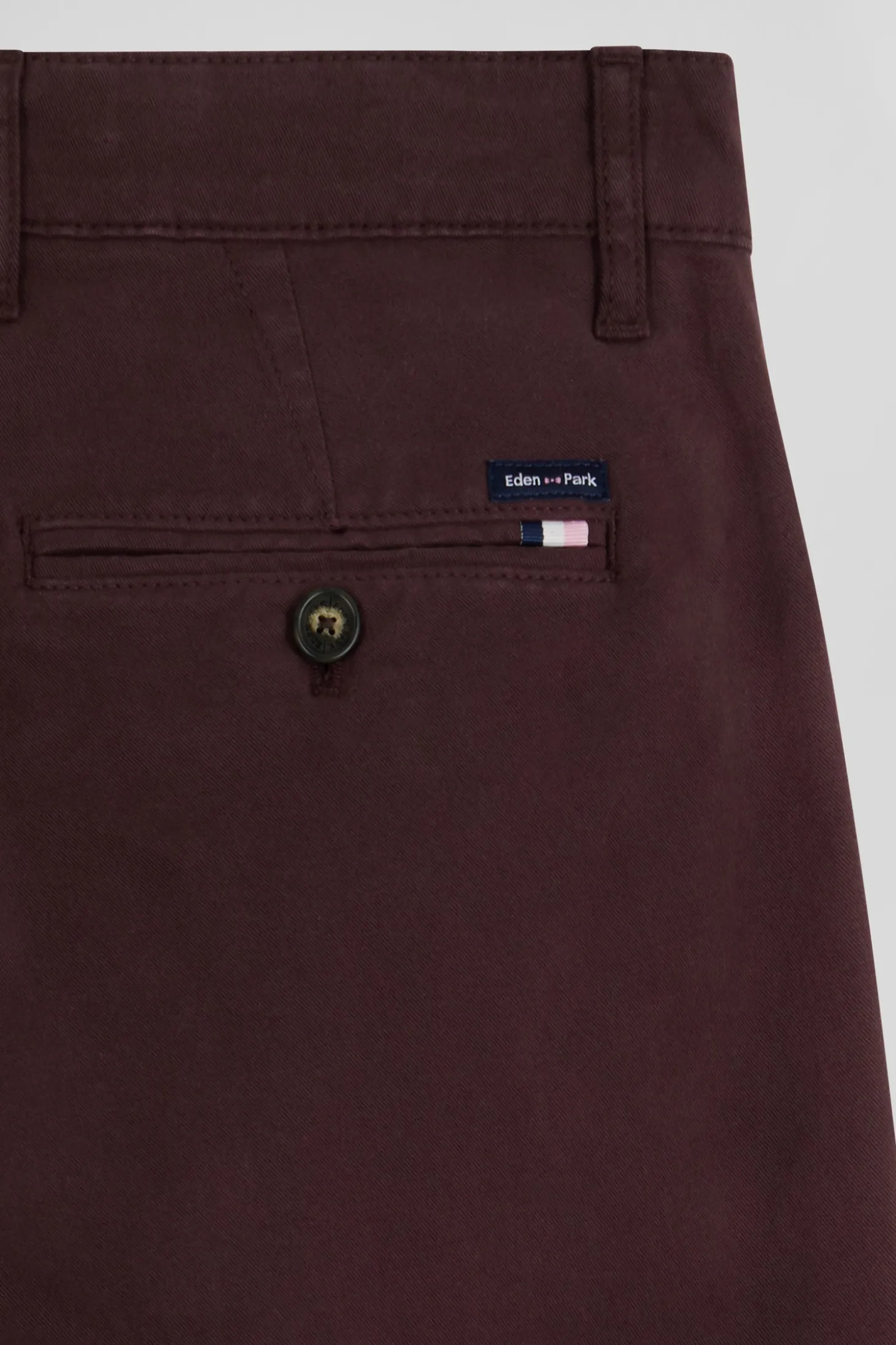 Pantalon chino bordeaux en gabardine de coton stretch coupe Regular