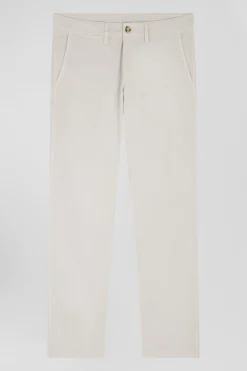 Pantalon chino camel en gabardine de coton stretch coupe Regular