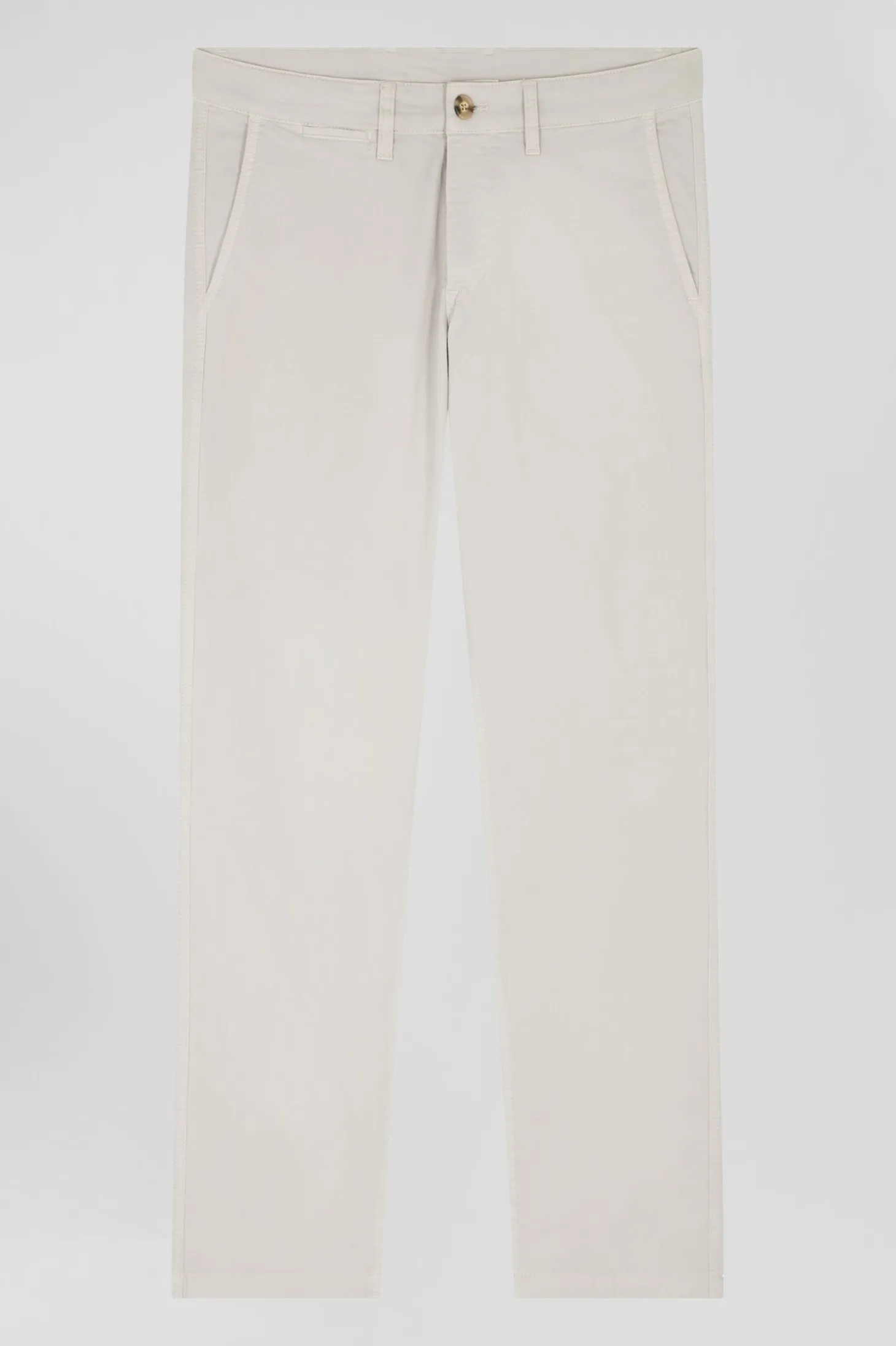 Pantalon chino camel en gabardine de coton stretch coupe Regular
