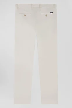 Pantalon chino camel en gabardine de coton stretch coupe Regular
