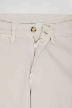 Pantalon chino camel en gabardine de coton stretch coupe Regular