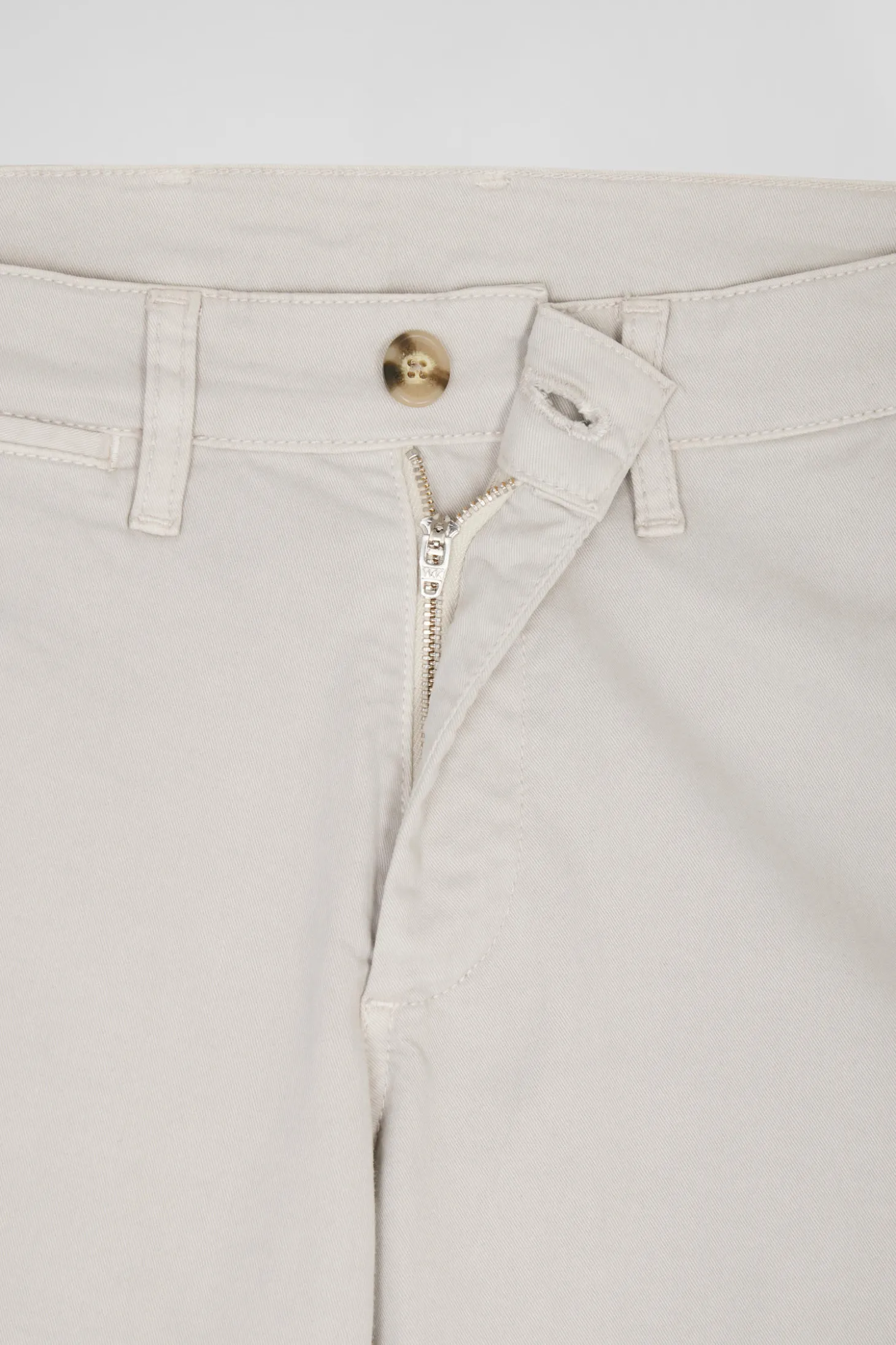 Pantalon chino camel en gabardine de coton stretch coupe Regular