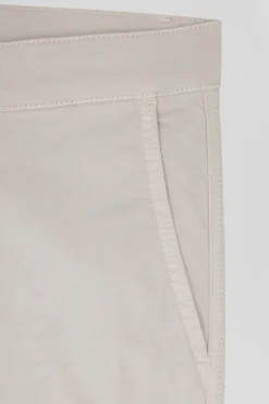 Pantalon chino camel en gabardine de coton stretch coupe Regular